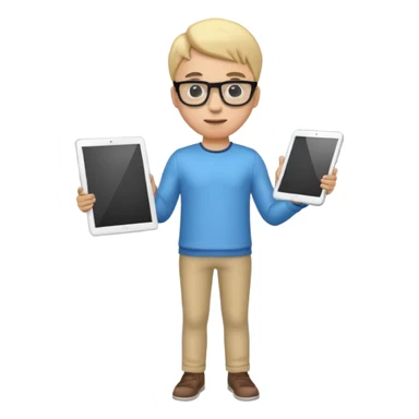 3D imoji of Young man who is graphics design full body stand sticker