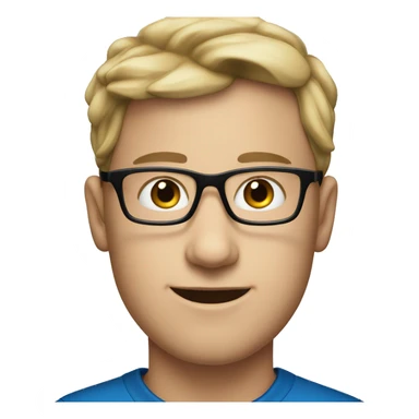 A young white man wearing a blue cap and black glasses sticker