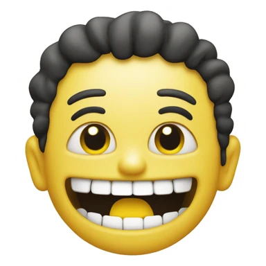 create a smiling face with a yellow bone in its mouth sticker