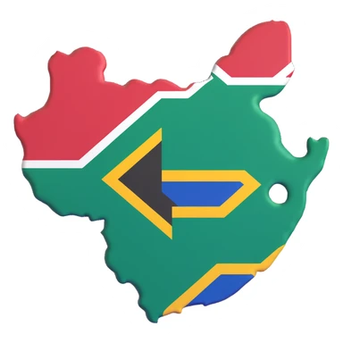 3D illustration of the shape of South Africa covered with the South African flag, vivid and clear flag colors sticker