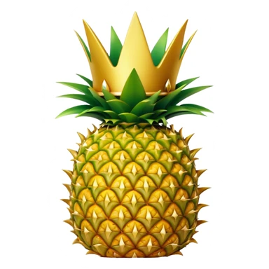 Cinematic Realistic Pineapple Emoji, Tropical and vibrant, with a golden-yellow textured skin and a crown of spiky green leaves on top. The body of the fruit is sharply geometric, its surface rich with natural patterns. Soft glowing outline, capturing the essence of exotic sweetness and tropical flair in a fresh pineapple! sticker