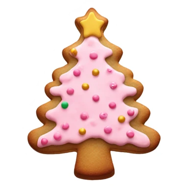 christmas tree cookie with light pink icing and pink sprinkles  sticker