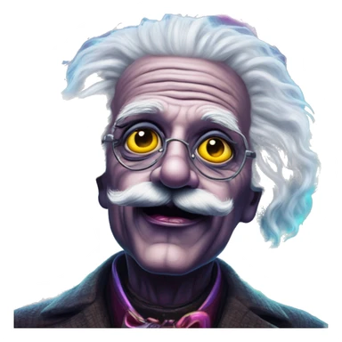 Synthwave Einstein in Lordi style, oil paint, epic eyes, intricate lips, exquisite pose, beautiful, desirable, logical sticker