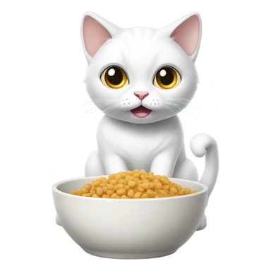 White cat begging to be fed sticker