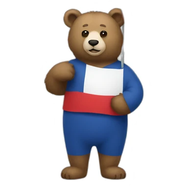 Bear with french flag in his hand sticker