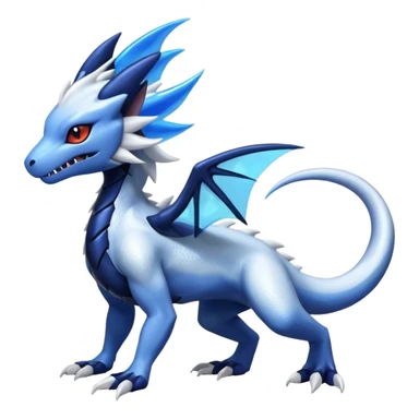 White iridescent Salandit-Kyurem-Absol-Shinx-fusion-hybrid, full body sticker