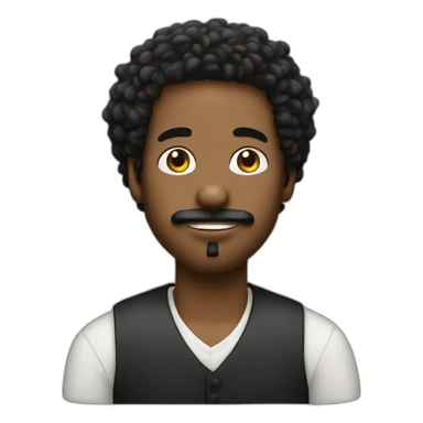 20 years black men with mini twisted afro and a small black moustache and goatee sticker