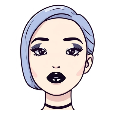 Shiny black lipstick on full lips, fashionable and bold sticker