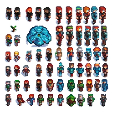 Combine both Minecraft-style pixel art characters into one image, standing side by side, keeping their original pixel art style and colors unchanged, with a transparent background. sticker