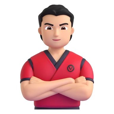 Cid Kagenou, the main character from "The Eminence in Shadow", with his signature black and red outfit, smirking with his arms crossed. sticker