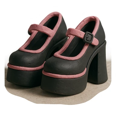BLACKPINK-inspired gothic shoes, no hearts, black and pink, cute and stylish, claymation style sticker