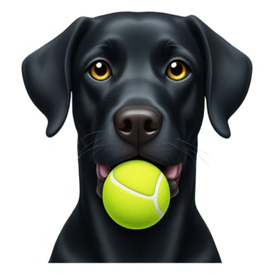 Black Labrador Retriever with tennis ball sticker