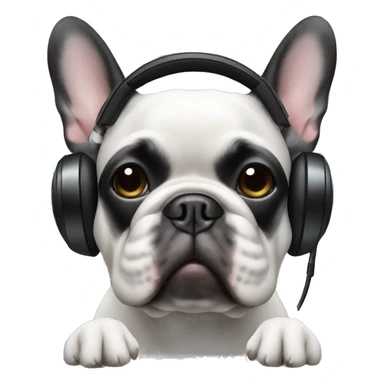 All black French bulldog wearing headphones  sticker