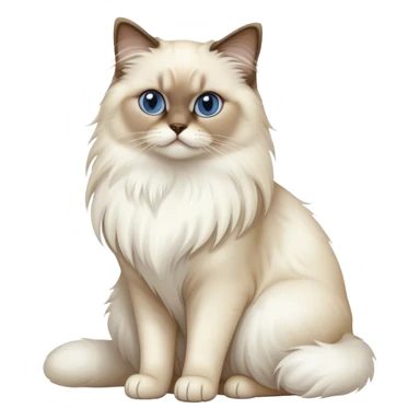 Full body birman cat long fur white color sticker