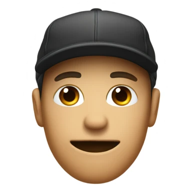 Regular emoji face with backwards hat and hand in a fist, under the chin sticker