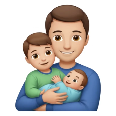 "Man with short brown hair and fair skin, without a mustache, hugging a baby—just a baby—smiling."
 sticker
