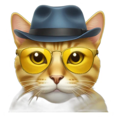 yellow cat emoji in sunglasses and hat sticker