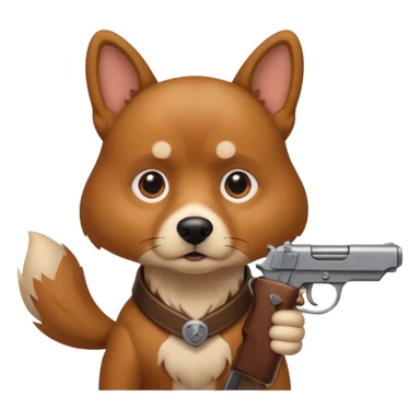 Dog with a gun  sticker