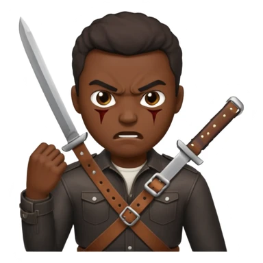 a angry black man slashing a belt sticker