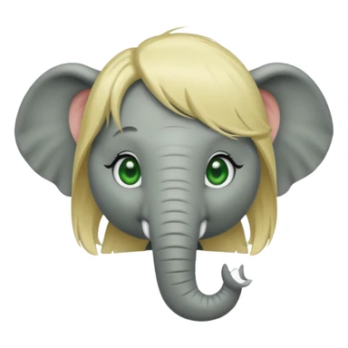 Make and elephant with a blonde wig and green eyes sticker