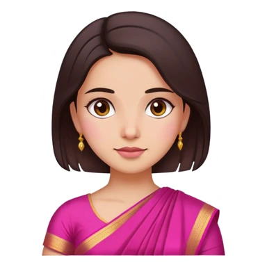 girl with light wheatish skin, dark brown hair, wearing dark pink saree sticker