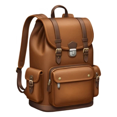 Draw a laether backpack using a front camera with a High-Angle Shot. sticker