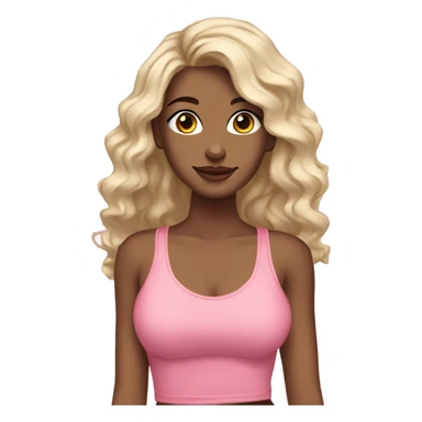 pretty girl black wavy shoulder leghth hair tan skin pink tank top sticker