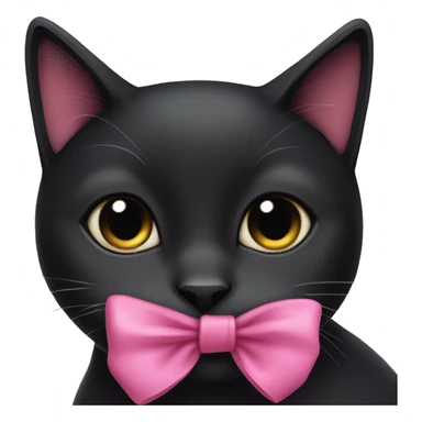 Black cat with pink bow around neck sticker