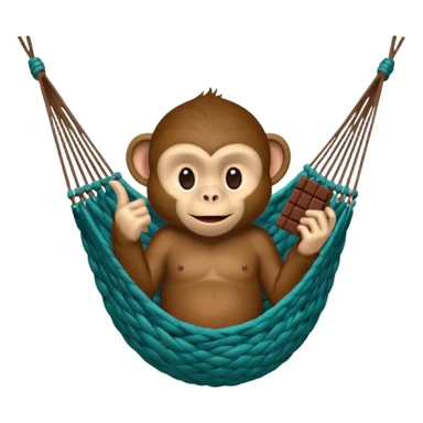A monkey lies in a hammock in the jungle, eating chocolate and giving the middle finger. sticker