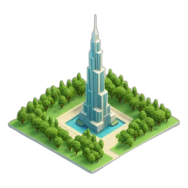 isometric 3d BURJ KAHLIFA WITH TREES sticker