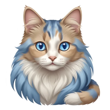 long hair dilute calico cat & blue eyes sticker
