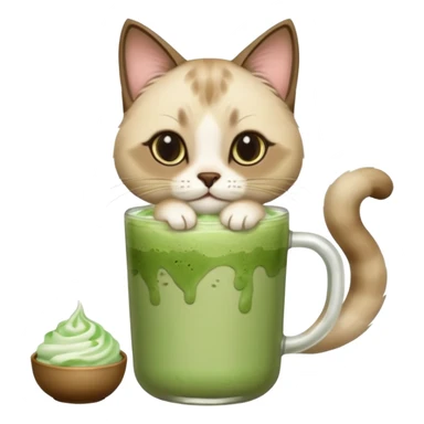 Siamese Cat holding iced matcha latte sticker