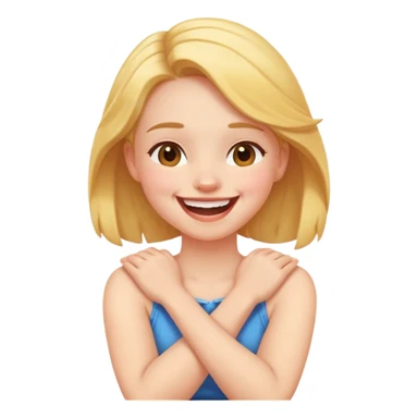 arms crossed holding neck laughing girl sticker