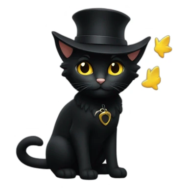 Chat noir avec un baisé de l ange sticker