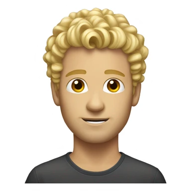 blonde adult guy with taper cut, curly front sticker