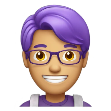 guy with purple hair smiling while taking note sticker
