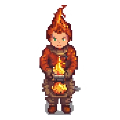 a boy and fire sticker