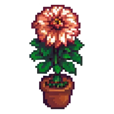dahlia flower, pixel art, retro style sticker