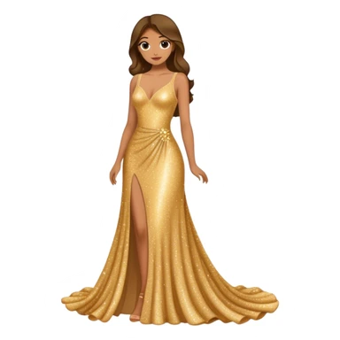 long gown dress made out of golden glitter sticker