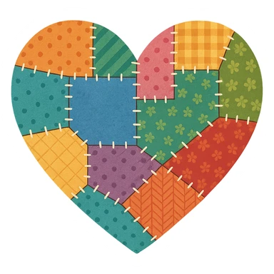 heart with a patchwork quilt pattern sticker