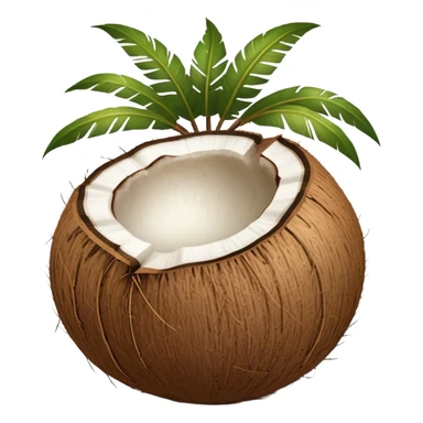 whole coconut with brown husk sticker