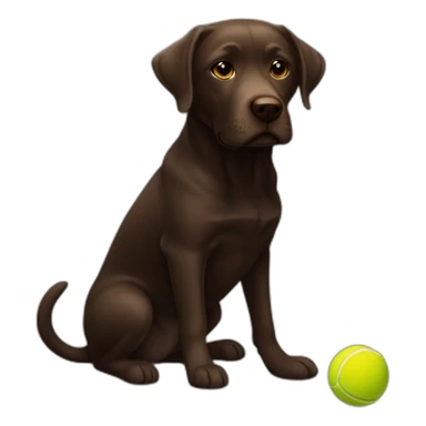 dark brown lab playing tennis ball sticker