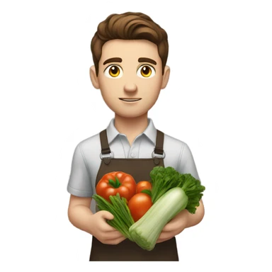 attractive young man white brunette young man using a chopping vegetables sticker