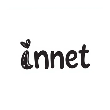 the word 'innet' in a handwritten, doodle emoji style, casual and inviting sticker