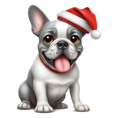 Gray French bulldog in Santa hat sticker