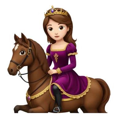 Renaissance princess with brown hair on horse sticker