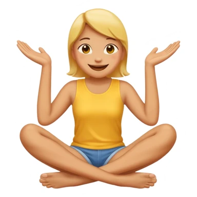 regular yellow emoji blushing with a slight smile eith hands on face eith no body just feet the head and the hands. hands on face on the bottom sides with feet in the back while blushing sticker