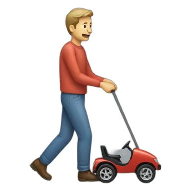 A man pulling car sticker