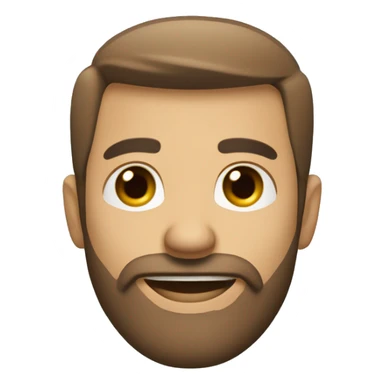 Face Shape: Oval with a slightly prominent forehead.
Skin Tone: Light.
Eyes: blue, wide and expressive.
Eyebrows: Light brown.
Mouth: Smiling with visible teeth.
Hair: Light brown
Full beard and mustache, light brown with some grey sticker