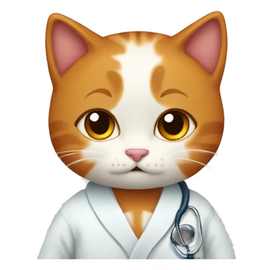 Redhead cat in a doctor’s robe sticker